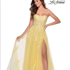 La Femme floral embroidered tulle gown size 4